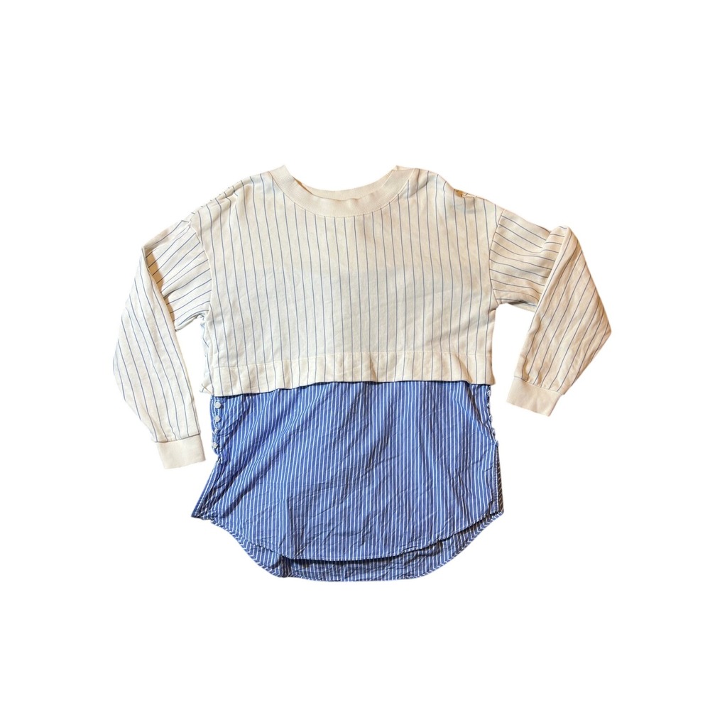 Anthropologie Striped French Terry Twofer Sweatshirts Size S